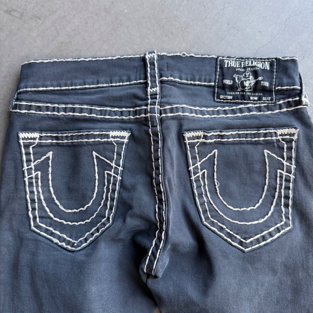 True Religion Rocco Relaxed Skinny Jeans Black Super T Stitch Mens 32